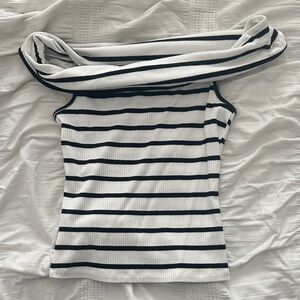 Old Navy Black and White Striped Blouse